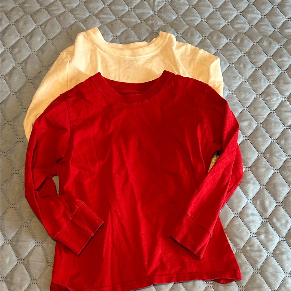 Red and Cream Kids Long Sleeve Shirts
